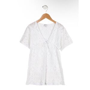 Milly Minis Girls White Crochet Swim Coverup Sz 8 Made in USA 100% Cotton